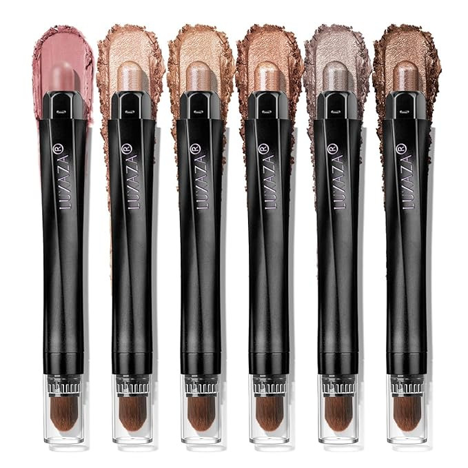 Neutral Eyeshadow Stick Makeup 6PCS Set, Brown Nude Metallic Shimmer Matte Cream Eye Shadow Palet... | Amazon (US)