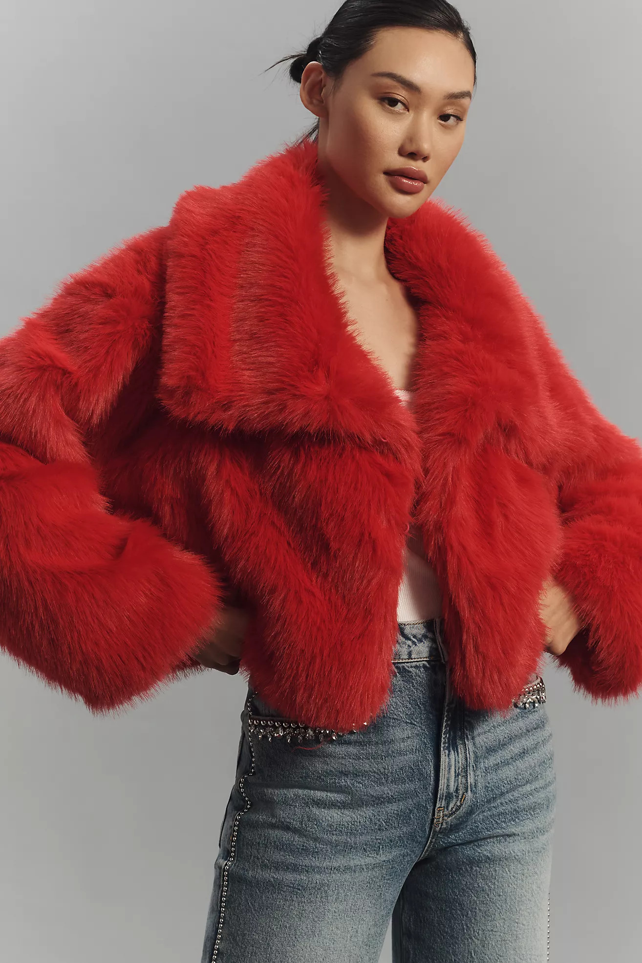 Maeve Faux-Fur Cropped Jacket | Anthropologie (US)
