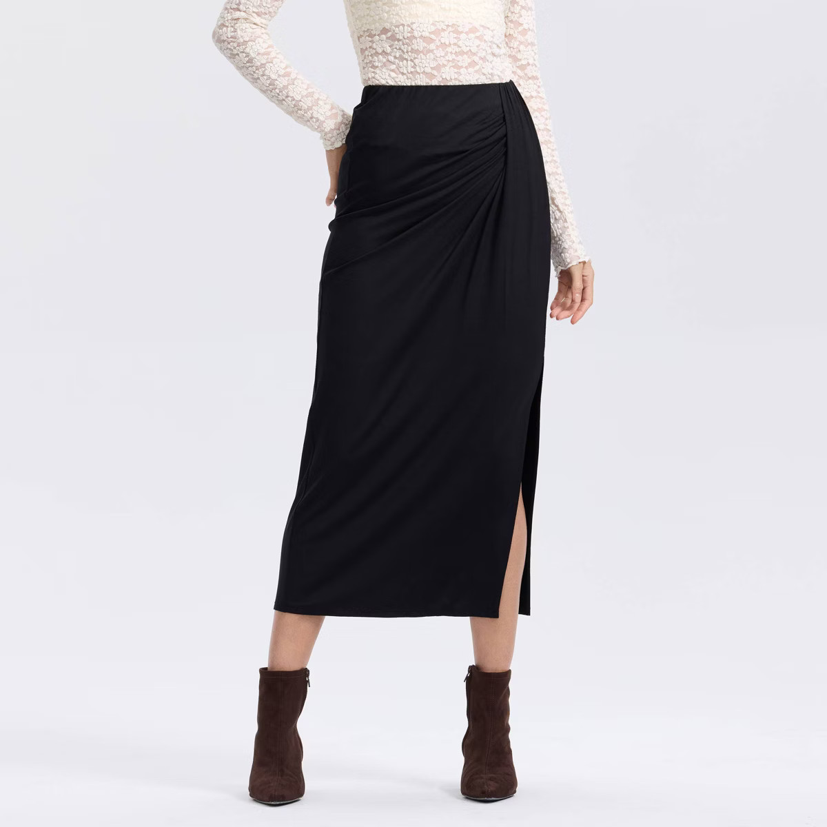 Women's Twisted Maxi A-Line Skirt - A New Day™ Black M | Target