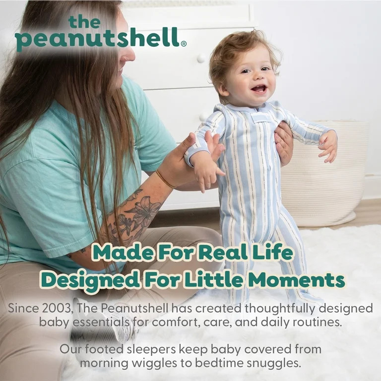 The Peanutshell Soft Nautical Footed Baby Sleepers for Boys and Girls, 3-Pack, Newborn | Walmart (US)