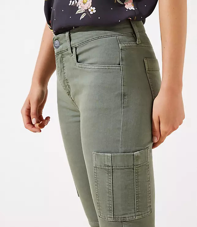 Cargo Skinny Jeans in Evergreen Haze | LOFT | LOFT