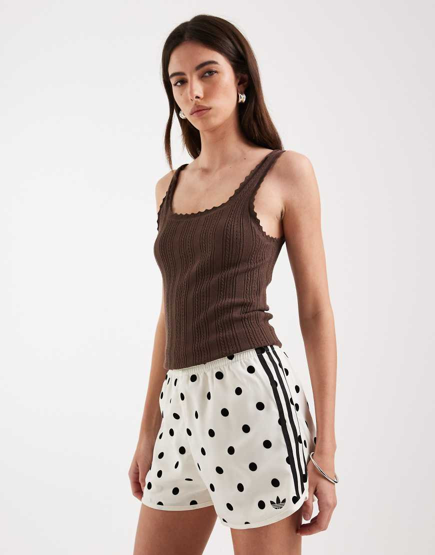 adidas Originals 3 stripe sprinter shorts in white polka dot | ASOS (Global)