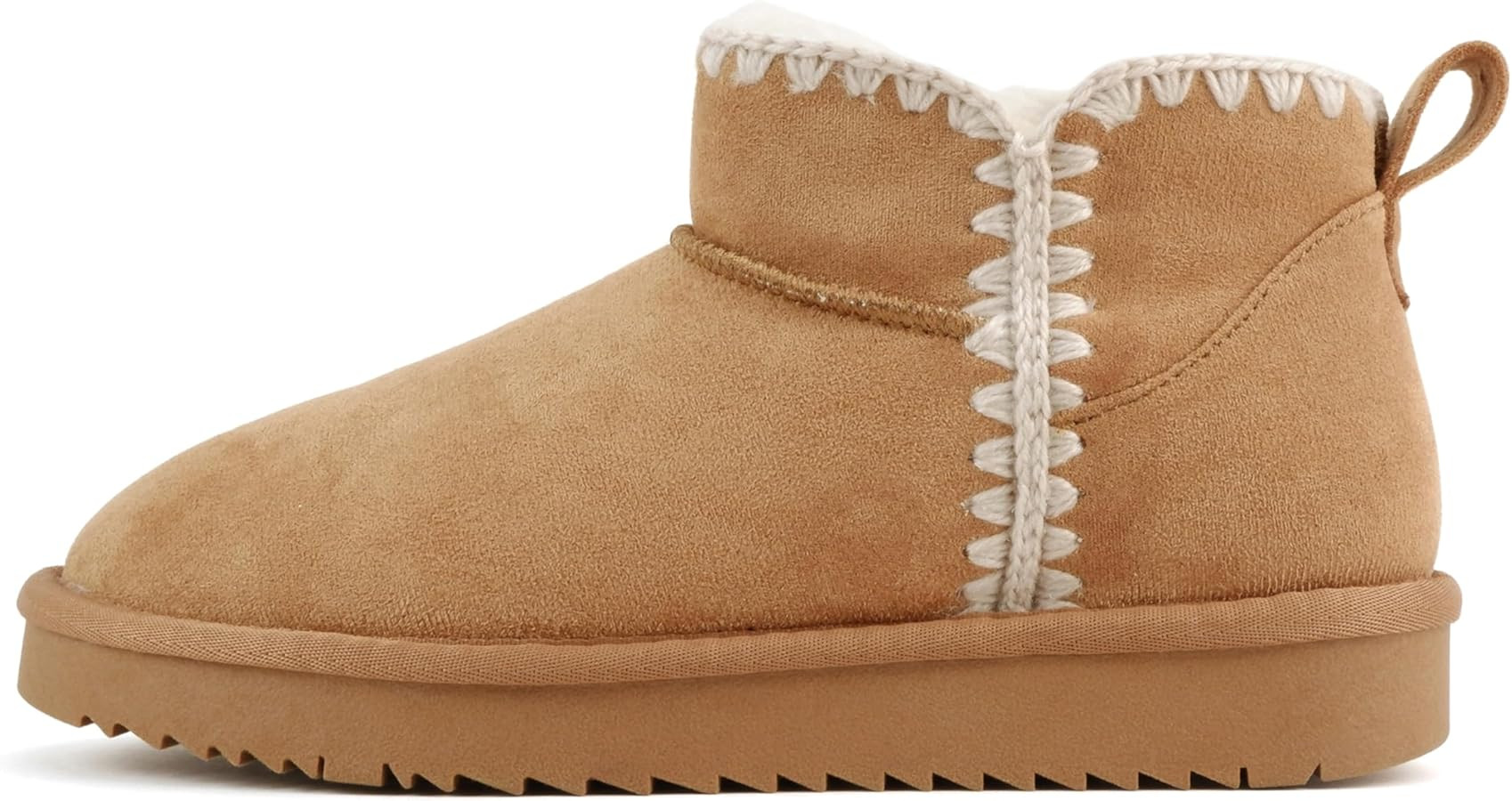 Soda “Groove” ~ Women Round Toe Lug Sole Low Flatform Sherpa-lined Ankle Bootie with Stitch D... | Amazon (US)