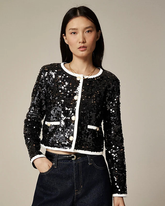Mariner jersey lady jacket with sequins | J. Crew US