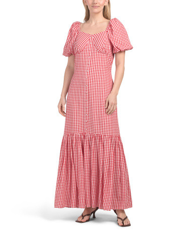 Short Sleeve Gingham Maxi Dress | TJ Maxx