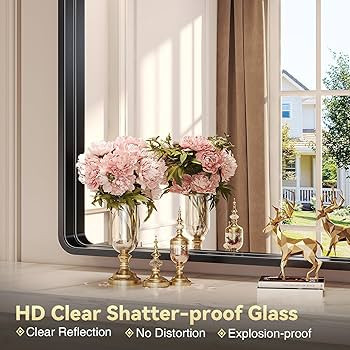 Brightify Black Bathroom Mirror for Wall, 24x36 Inch Rectangular Black Metal Framed Mirror, Moder... | Amazon (US)