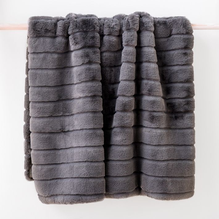 Faux Fur Chinchilla Stripe Throw | West Elm (US)