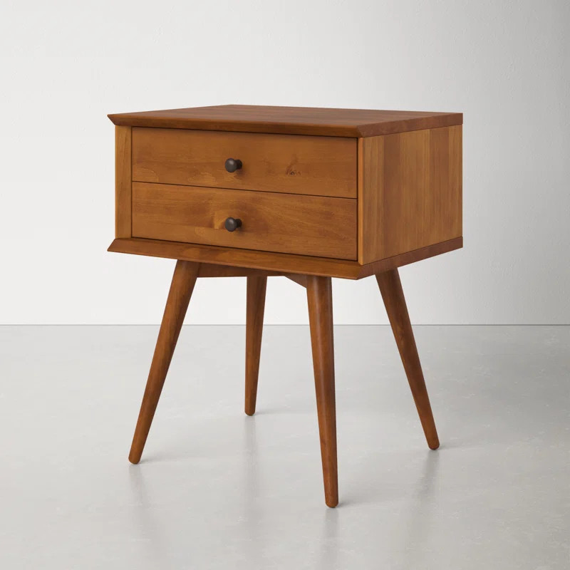 Grady 24'' Tall 2 - Drawer Solid Wood Nightstand | Wayfair North America