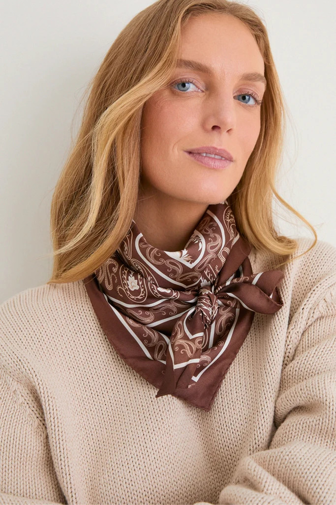 Brown Floral Medium Silk Scarf | Tuckernuck (US)
