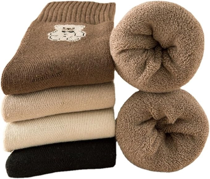 5 Pairs Teddy Bear Winter Socks Cute and Fluffy Boot Socks for Girls women Christmas Gifts(One Si... | Amazon (US)
