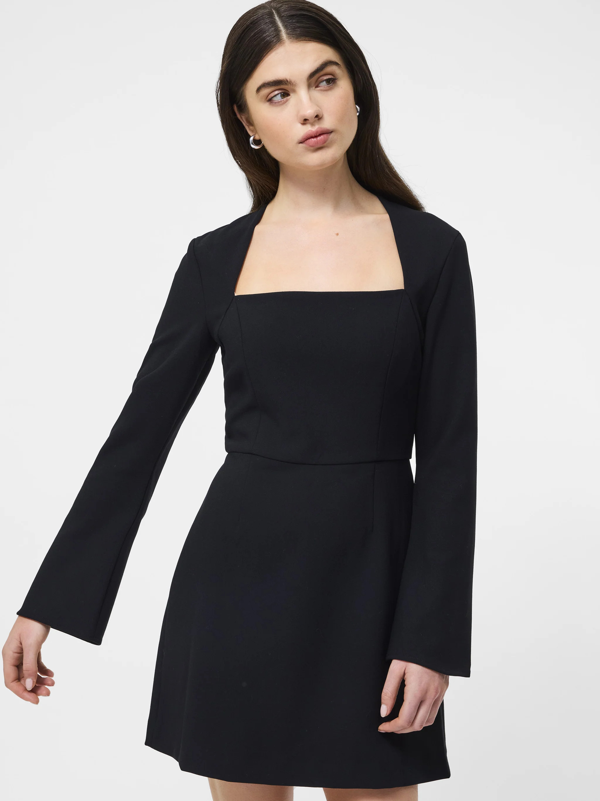 Whisper Square Neck Long Sleeve Dress | French Connection (US)