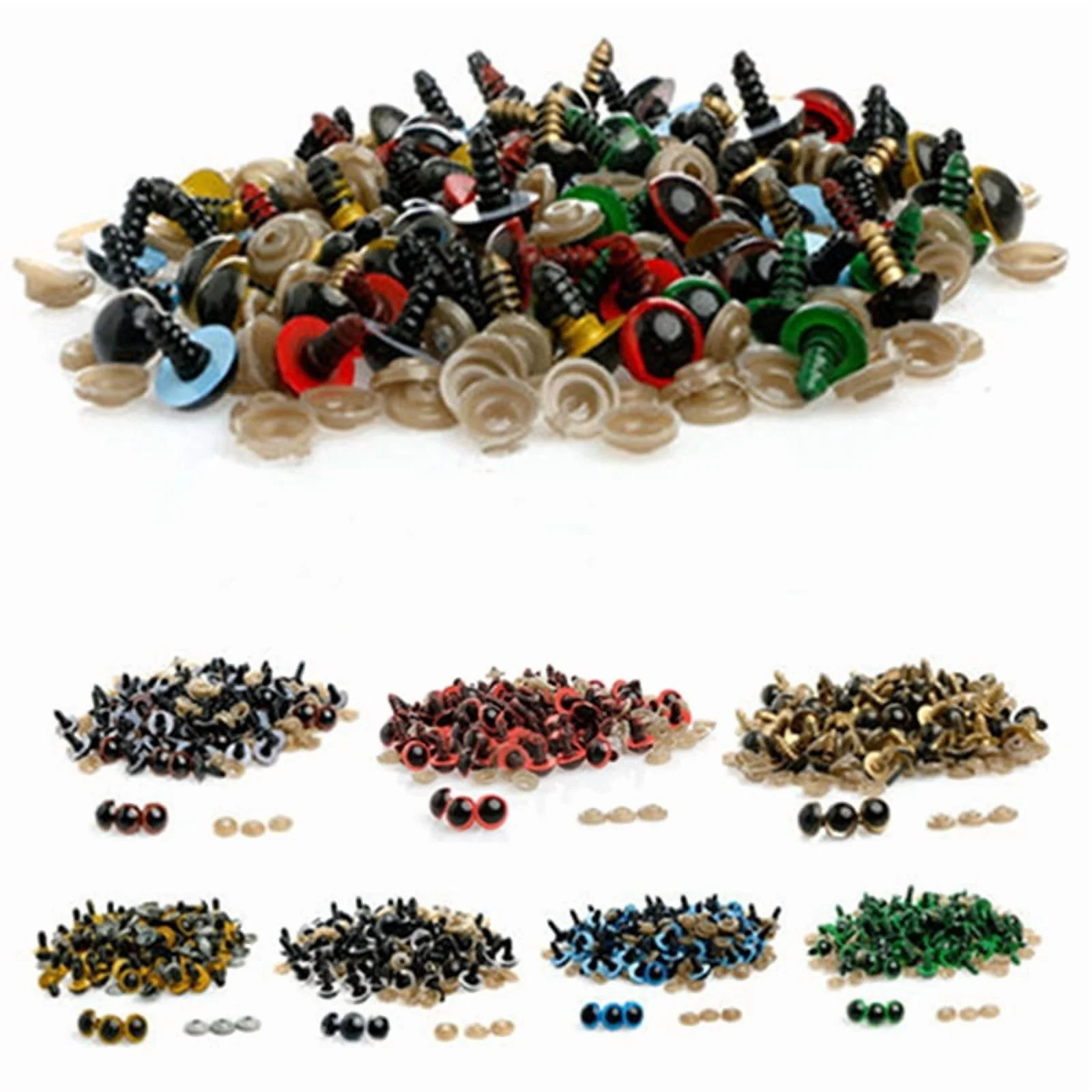 opvise 100 Pcs 8-20mm Plastic Safety Eyes for Teddy Bear Doll Animal Puppet Craft DIY Brown | Walmart (US)