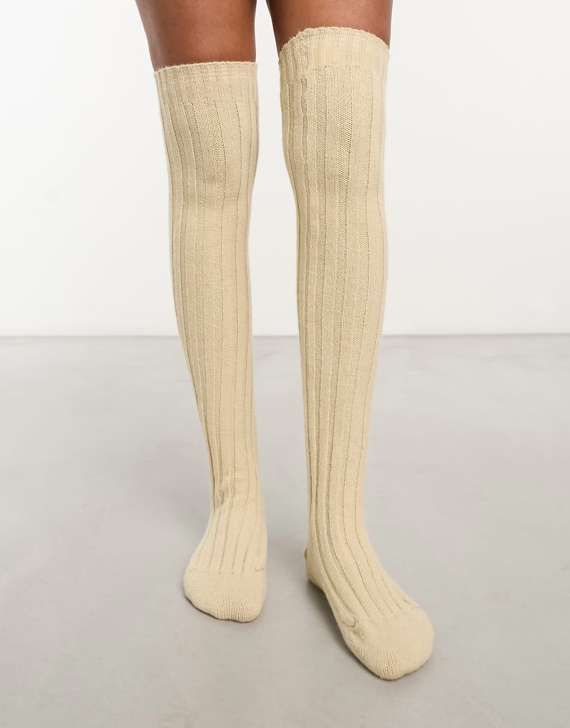 My Accessories London cable knit long socks in cream | ASOS (Global)