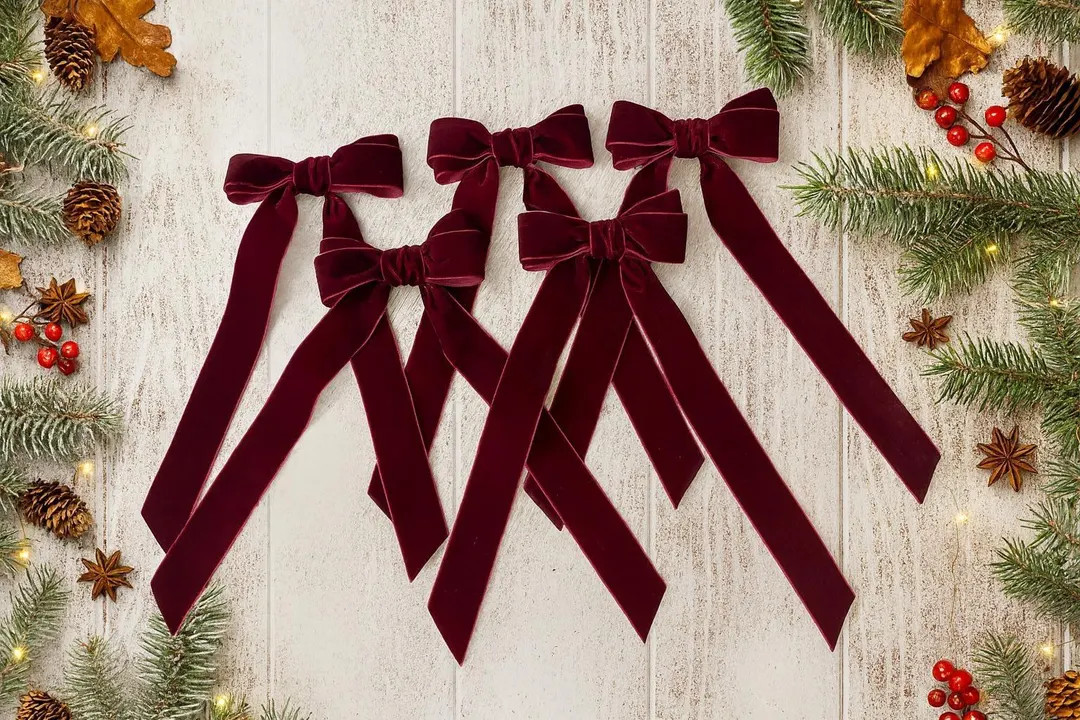 Handmade Velvet Christmas Tree Bows With Clip, Long Tail Ribbon - Etsy | Etsy (US)