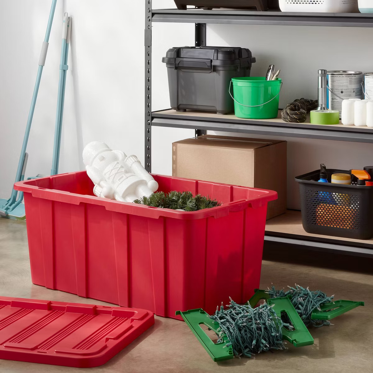 38gal HD Garage Tote - Rocket Red - Brightroom™: Portable Lidded Utility Storage, 38 Volume, Pl... | Target