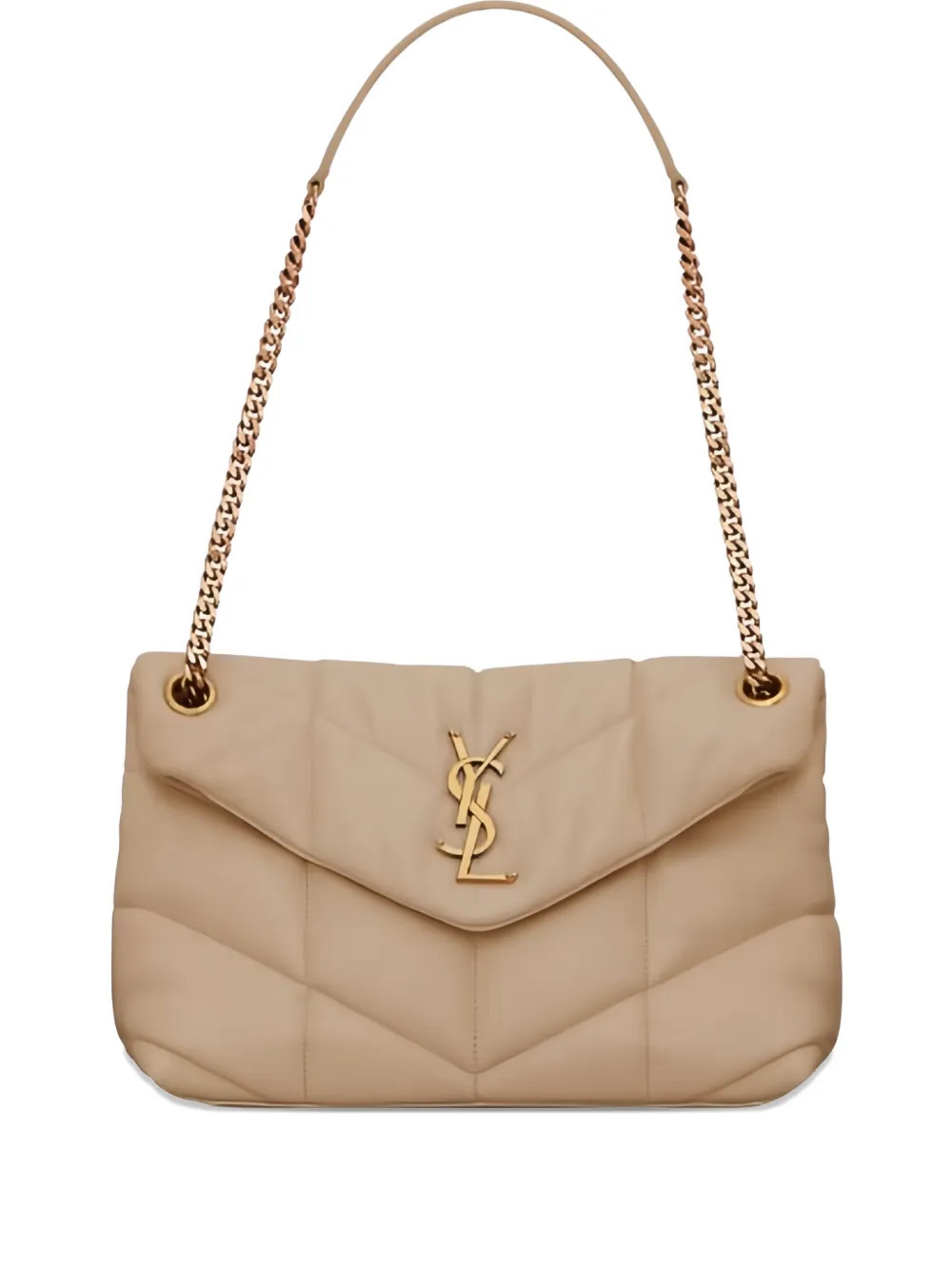 Saint Laurent Small Quilted logo-plaque Shoulder Bag | Neutrals | FARFETCH | Farfetch Global