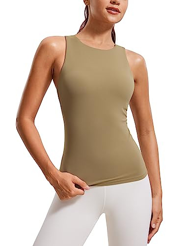 CRZ YOGA Butterluxe Womens Racerback Workout Tank Top with Built in Shelf Bra - Padded High Neck ... | Amazon (US)