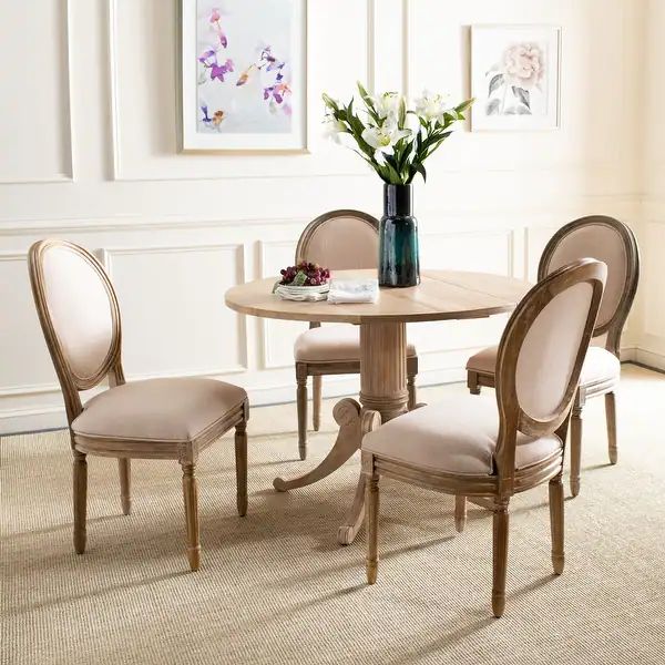 SAFAVIEH Dining Old World Holloway Beige Oval Dining Chairs (Set of 2) - 19.8" x 20" x 39" - Bed ... | Bed Bath & Beyond