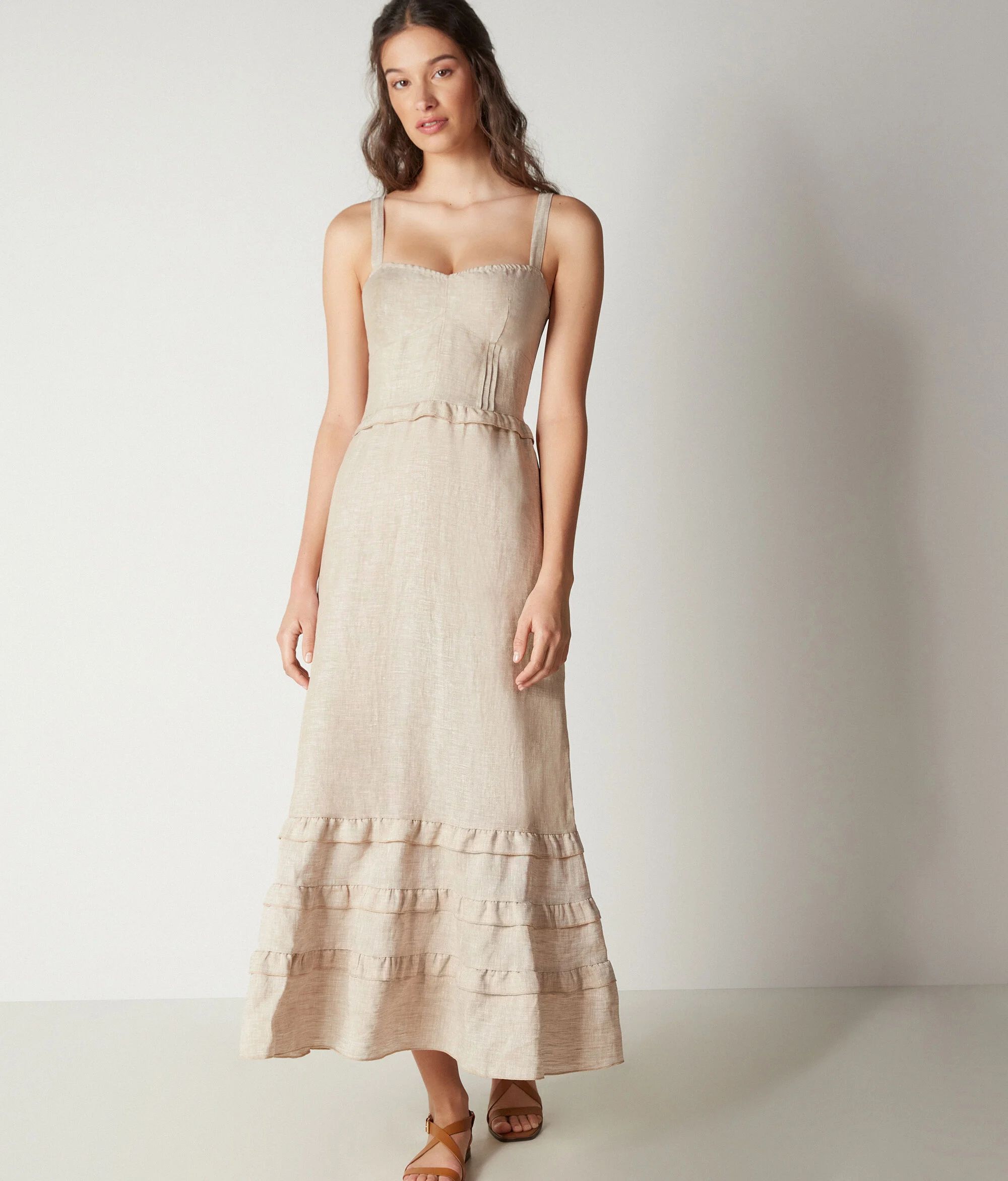 Linen Dress with Bustier | Falconeri