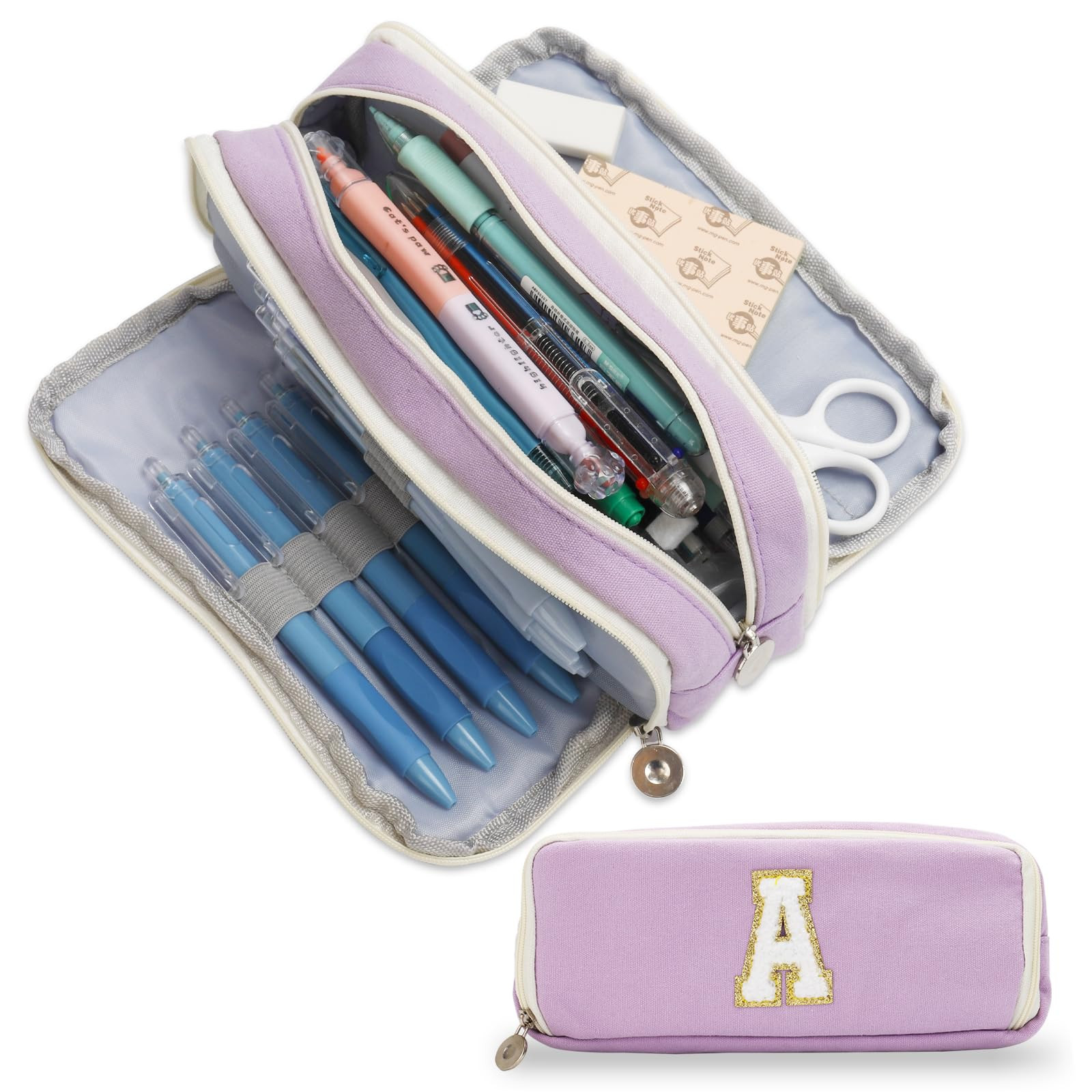 Pencil Case for Girls Women, Initial Pencil Pouch with Zipper, Cute Pencil Bag for School Supplie... | Amazon (US)