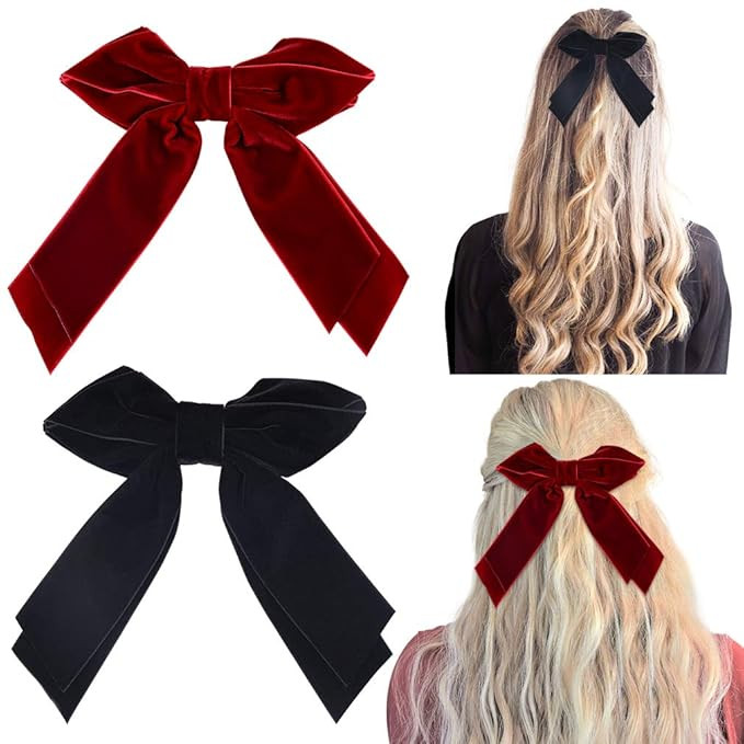 DEEKA 2 PCS 6" Large Velvet Bows Hair Clips Barrettes Hair Accessories for Women and Girls | Amazon (US)