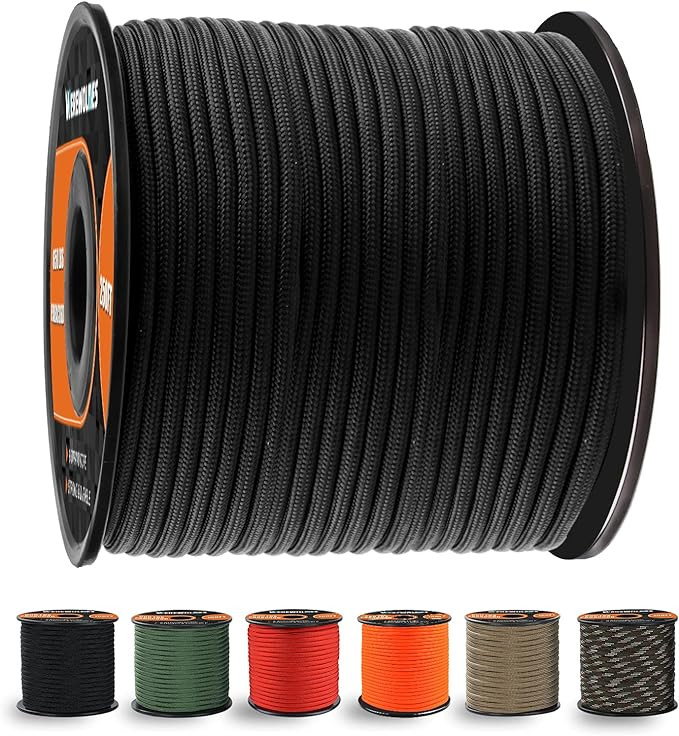 650lb Paracord/Parachute Cord - 9 Strand Paracord Rope - 100', 200' Spools of Parachute Cord, Typ... | Amazon (US)