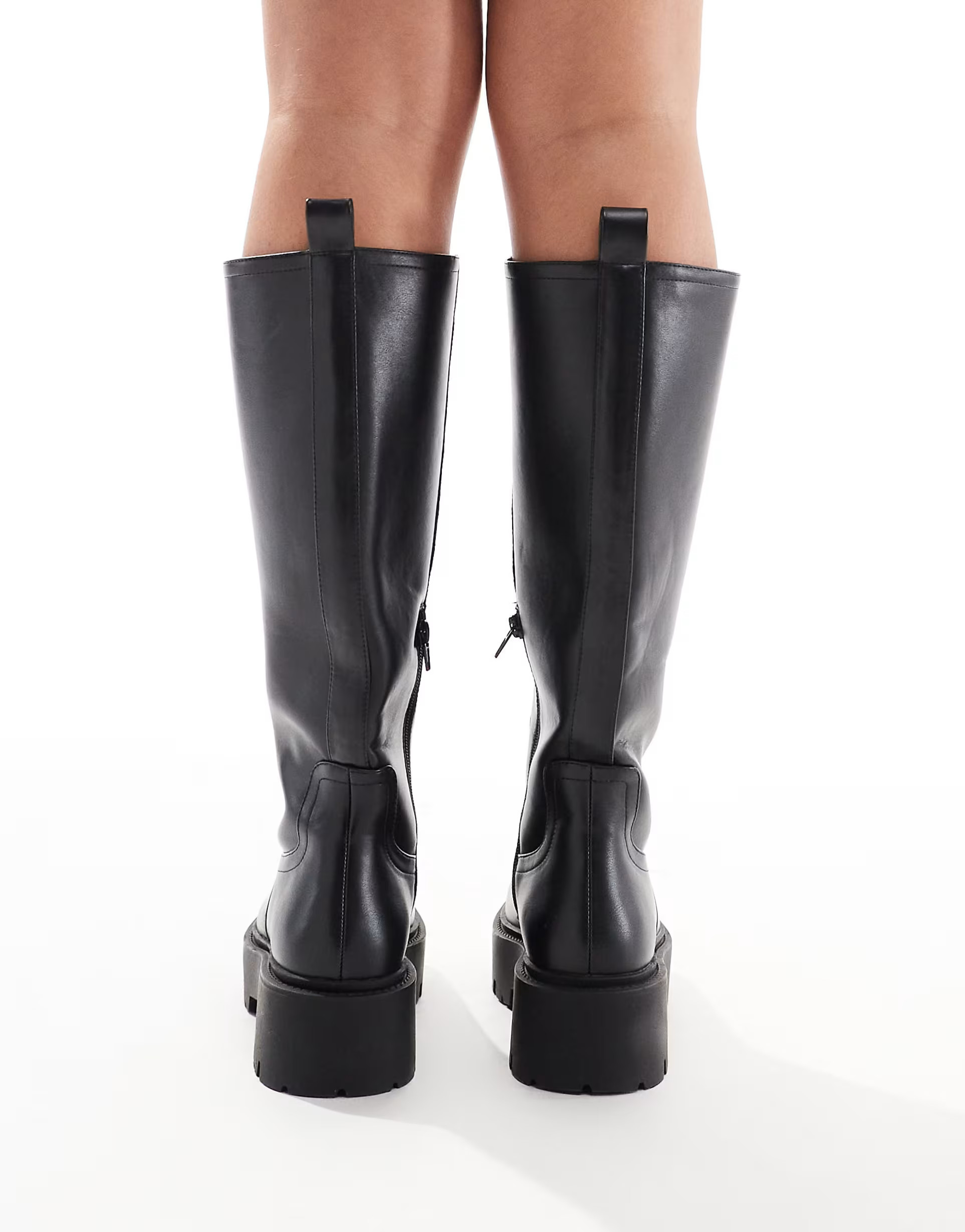 ASOS DESIGN Wide Fit Carmen chunky flat knee boots in black | ASOS | ASOS (Global)