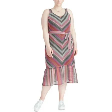 Rachel Rachel Roy Womens Plus Finn Metallic Striped Midi Dress | Walmart (US)
