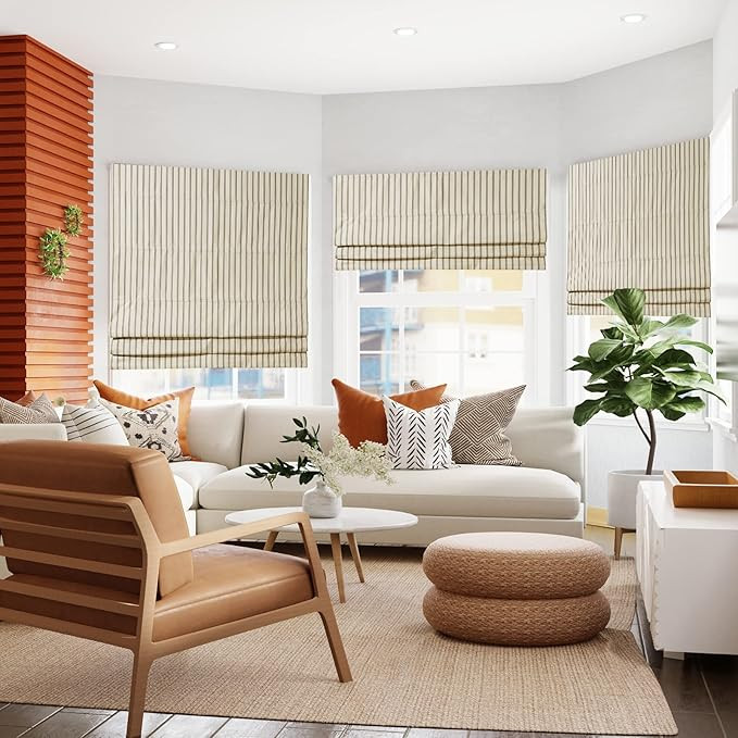 Roman Shades Cordless Window Blinds, Grey Custom Lined Blackout Window Shades, Thermal Fabric Was... | Amazon (US)