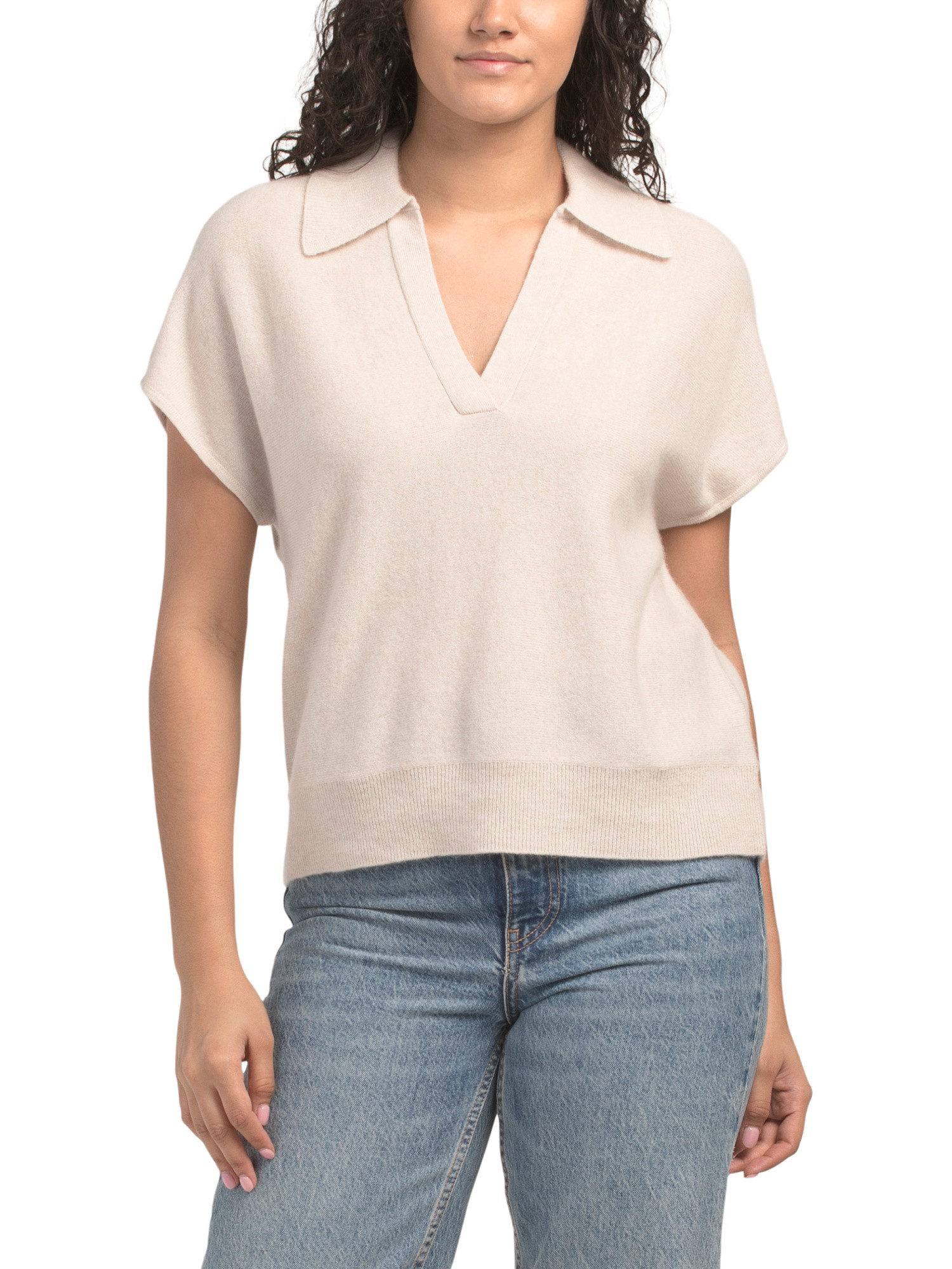 Cashmere Cap Dolman Sleeve Johnny Collar Pull Over Sweater | TJ Maxx
