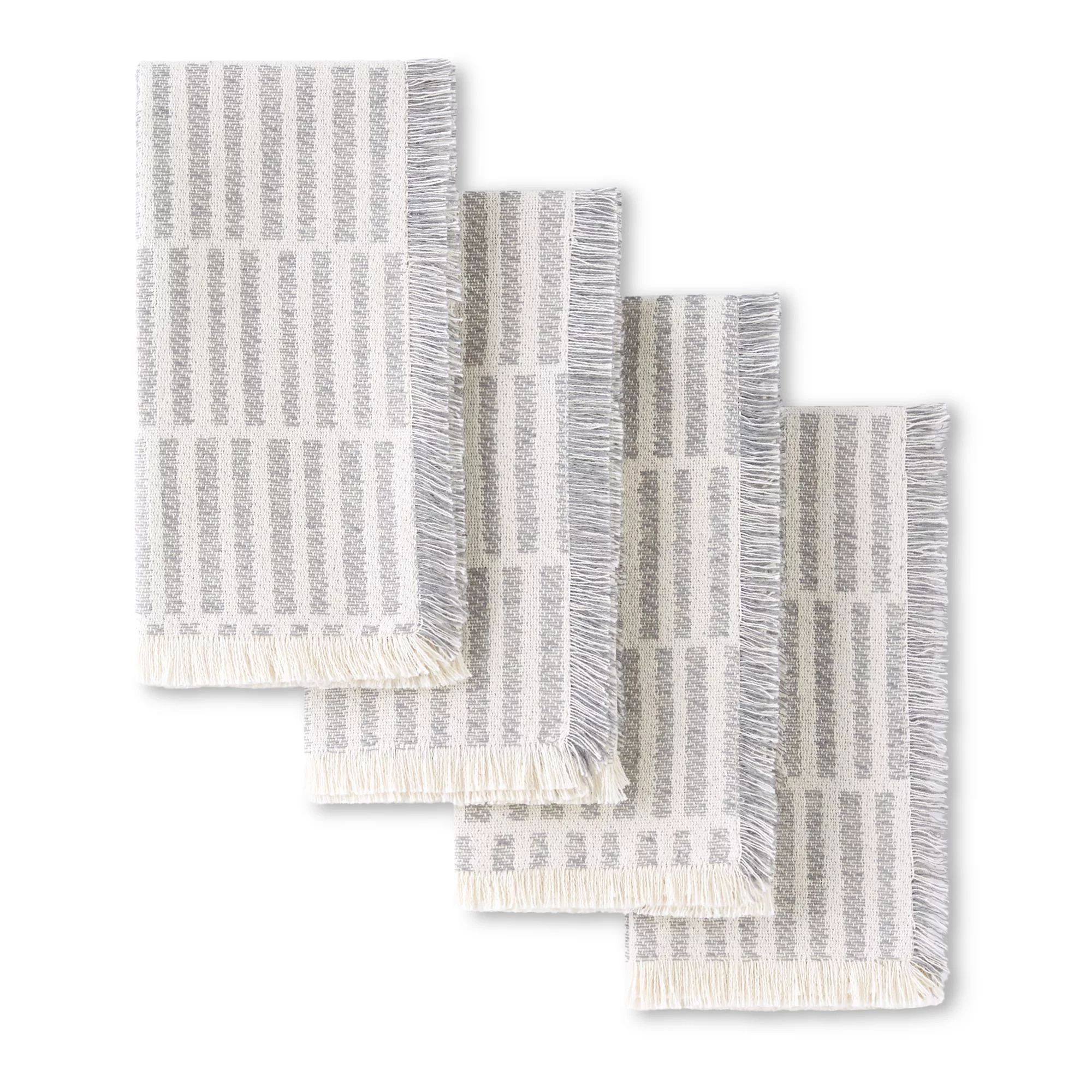 Better Homes & Garden Grid Check Square Fabric Napkin Set, Grey, 19"W x 19"L, 4 Pieces | Walmart (US)