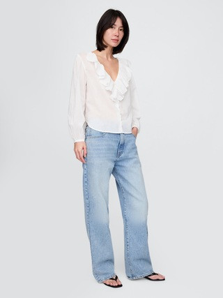 Ruffle V-Neck Shirt | Gap (US)