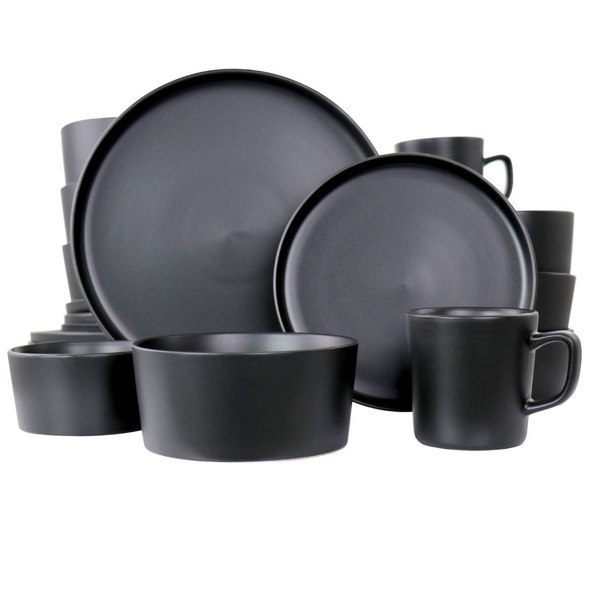 20pc Stoneware Luxmatte Dinnerware Set Black - Elama | Target