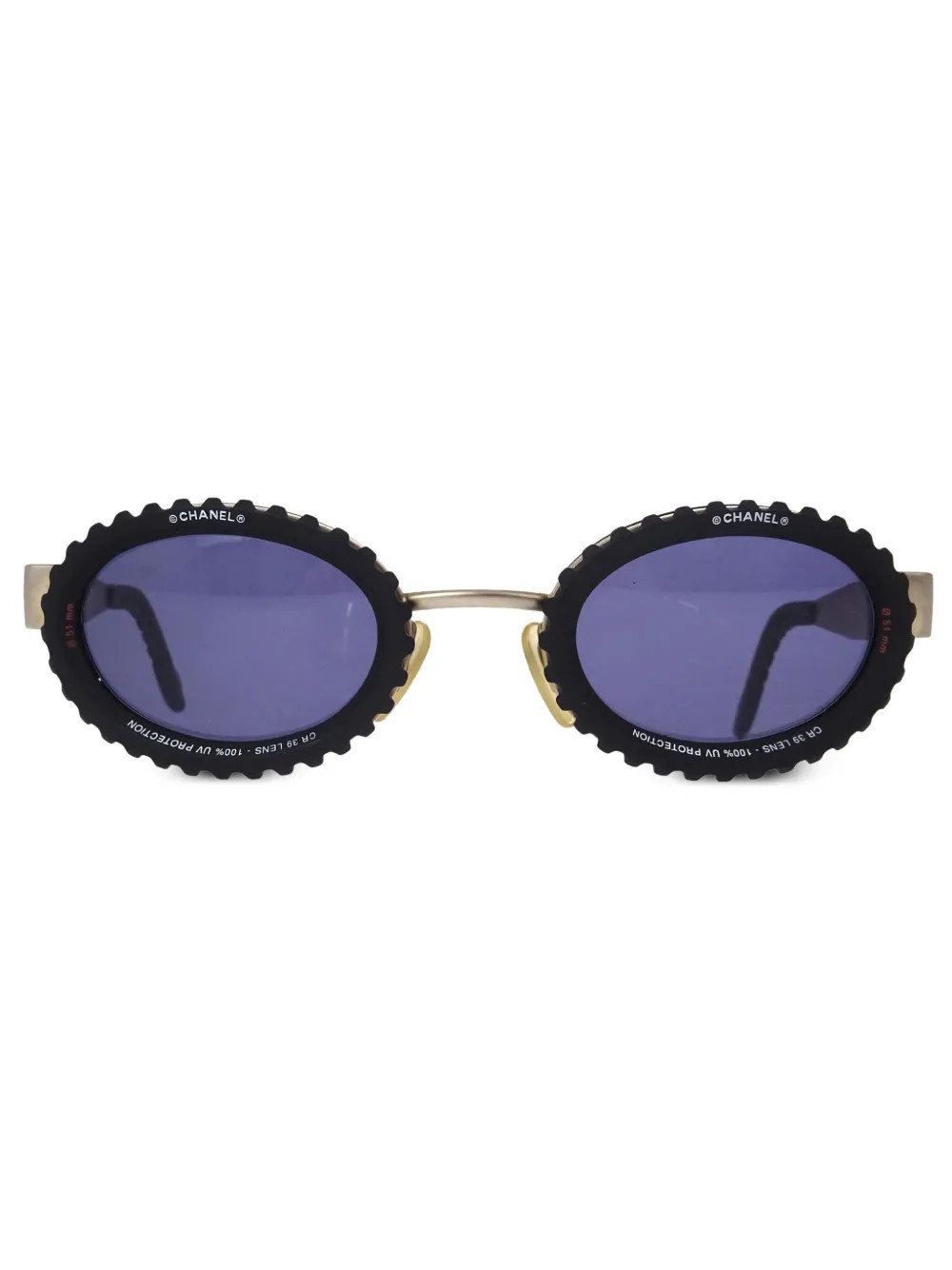 CHANEL Pre-Owned 1990-2000 oval-frame sunglasses - Black | Farfetch Global