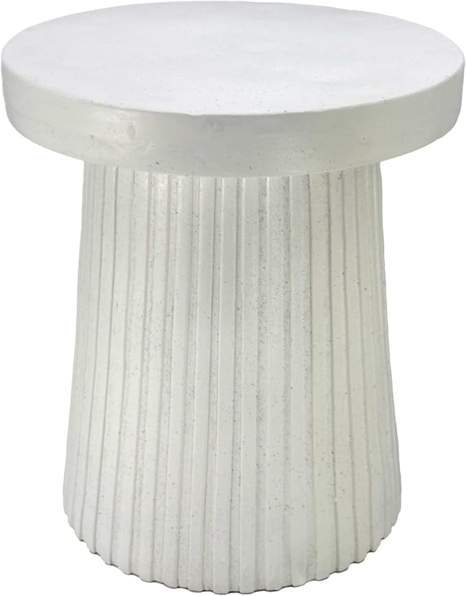 Galt International 18" Modern White Resin Terrazzo-Style Fluted Base Round Top Side Table Stool M... | Amazon (US)