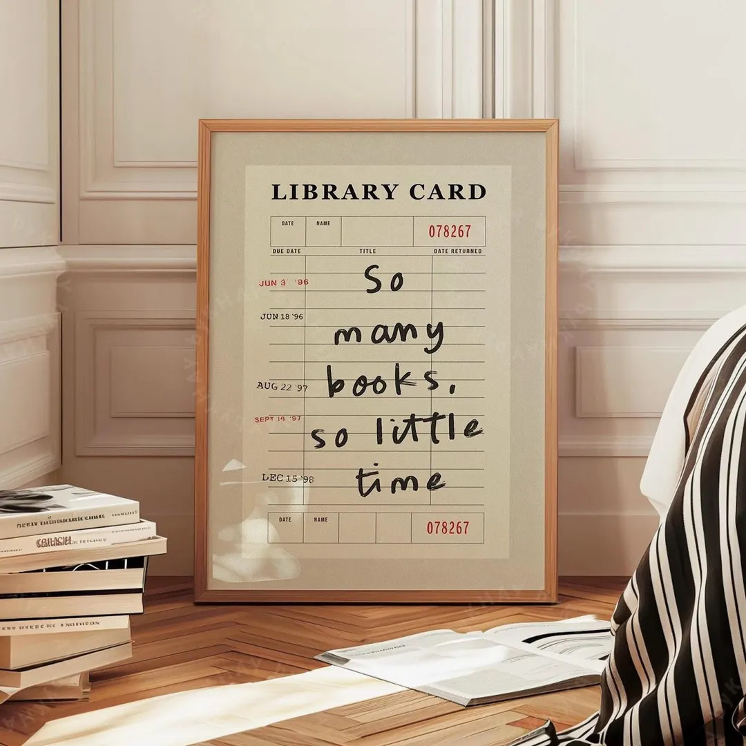 So Many Books Print, Library Card Booktok Aesthetic Book Lover Wall Art, Vintage Style Bookish Tr... | Etsy (US)