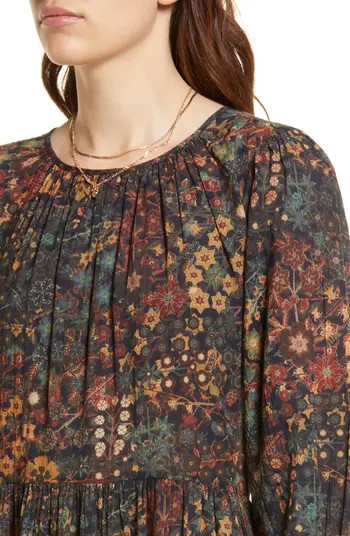 Floral Print Tiered Cotton Gauze Dress | Nordstrom