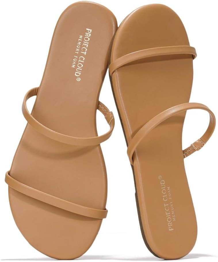 Project Cloud Summer Sandals for Women 2026 - Memory Foam Insole and Vegan Leather Beach Flip Flo... | Amazon (US)