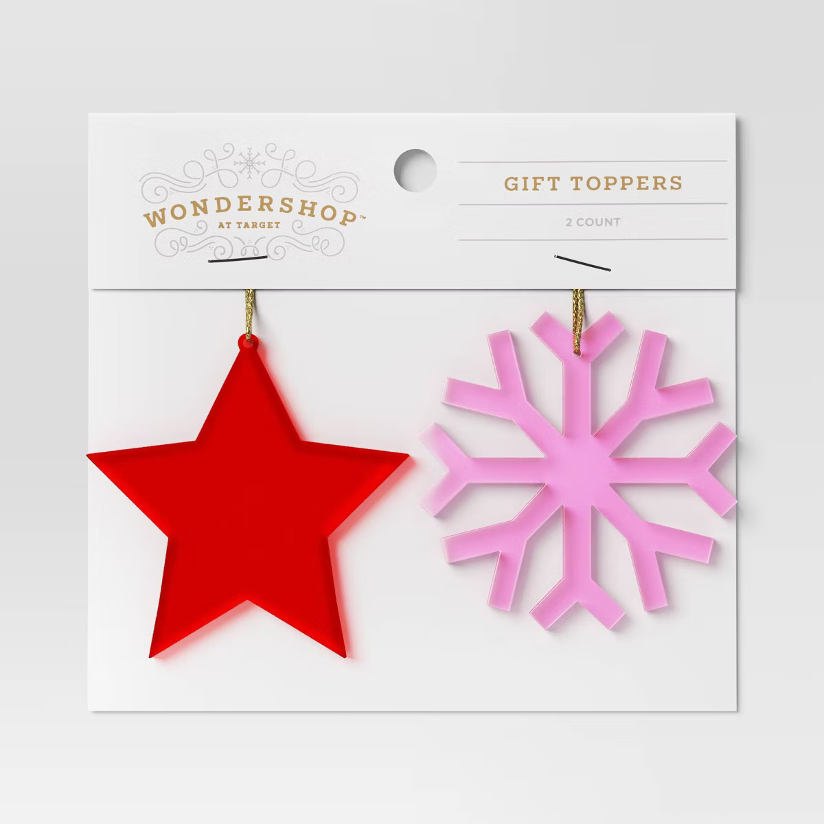2ct Acrylic Star and Snowflake Christmas Gift Topper Red/Pink - Wondershop™ | Target