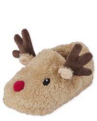 Unisex Toddler Christmas Matching Family Reindeer Slippers | The Children's Place  - TAN | The Children's Place