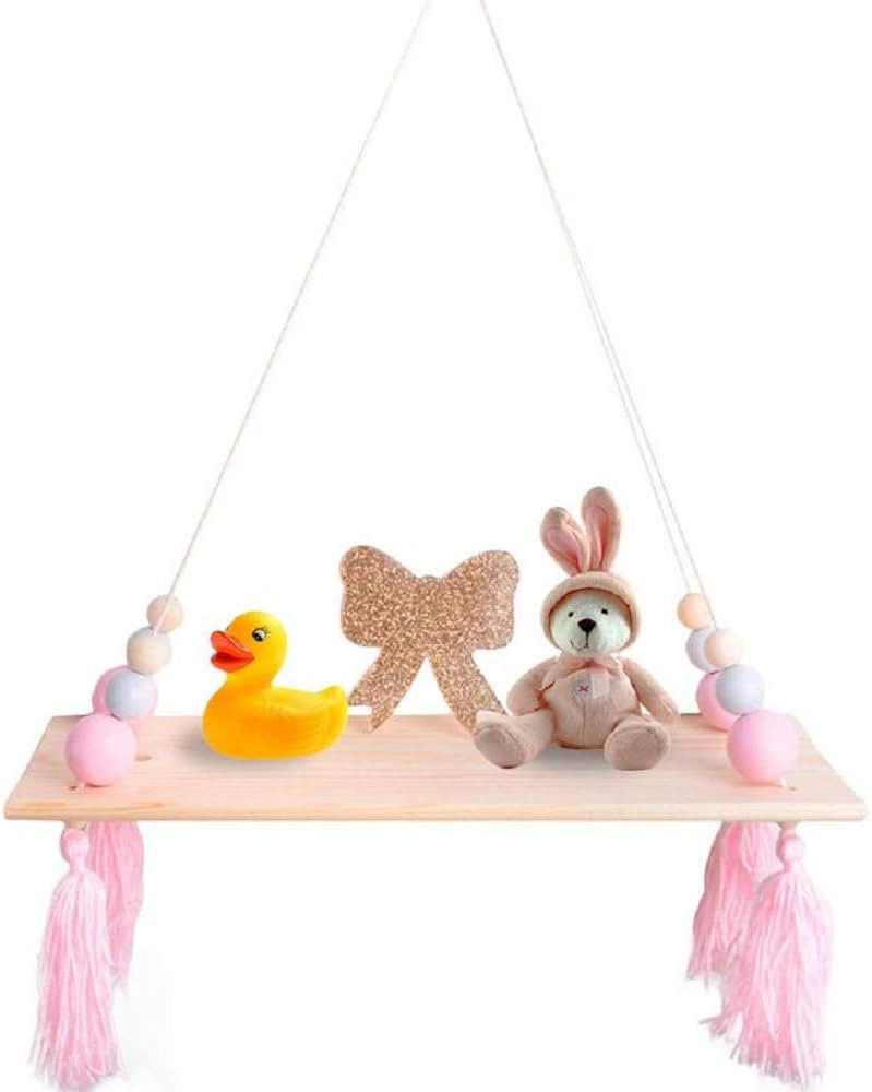 Bijun Rope Hanging Floating Shelves, Wall Hanging Rope Shelves for Living Room, Bedroom, Bathroom... | Amazon (US)