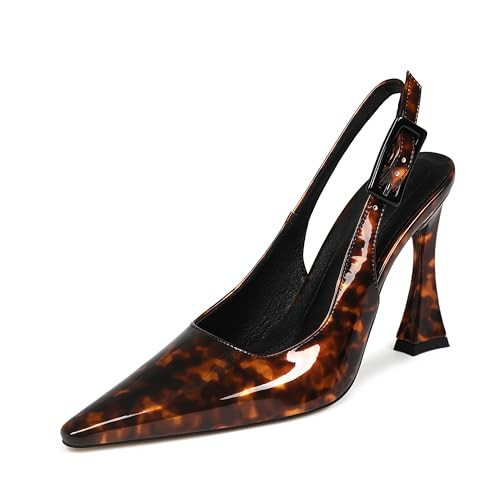 Amazon.com | Volrina Women Slingback Pointed Toe Stiletto Pumps Slip-on Buckle Strap Patent High ... | Amazon (US)