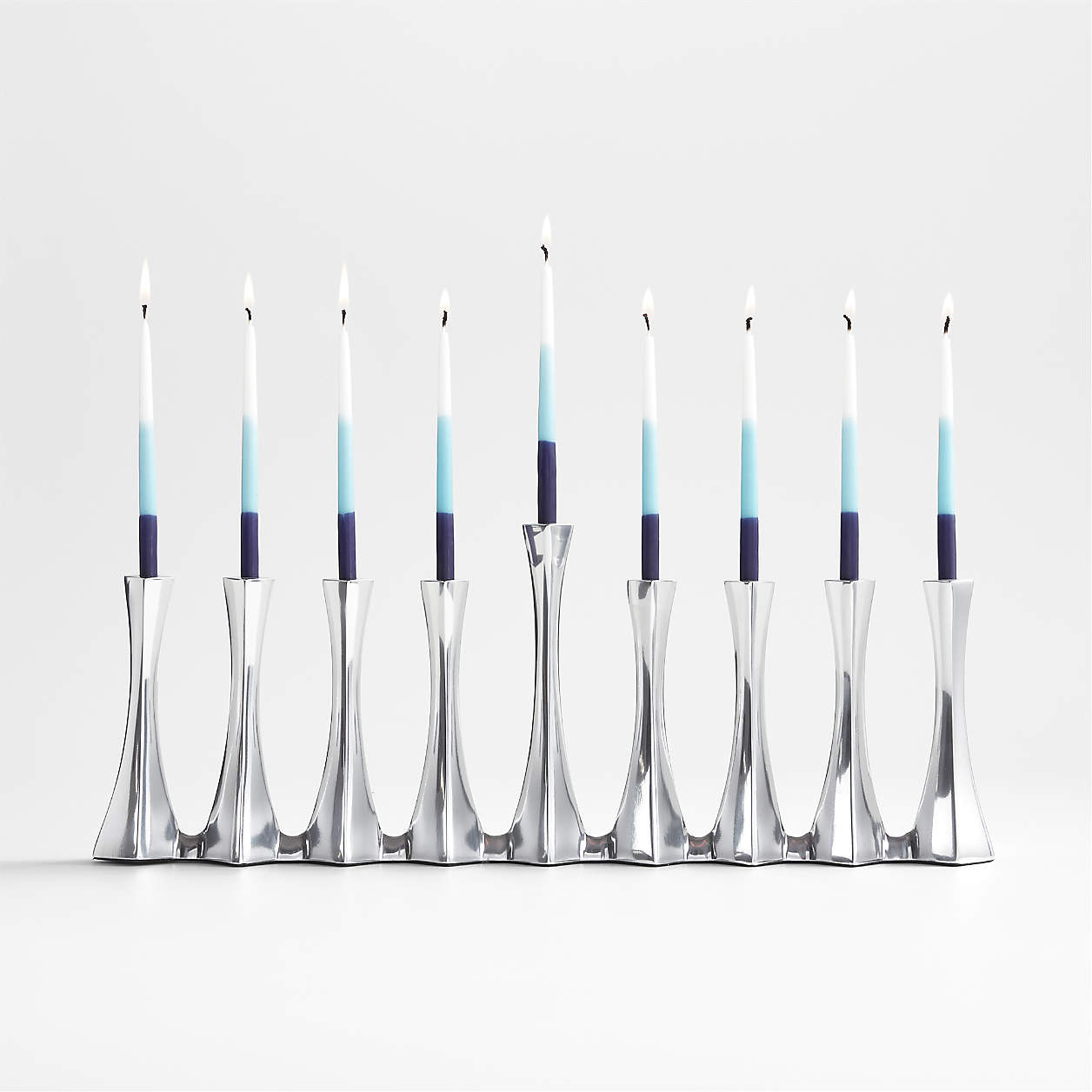 Gehry Chrome Silver Hanukkah Menorah + Reviews | Crate & Barrel | Crate & Barrel