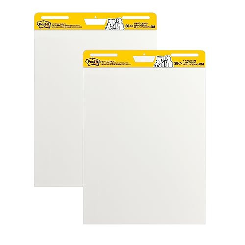 Post-it Super Sticky Easel Pad 25 in x 30 in White 30 Sheets/Pad 2 Pad/Pack Large White Premium Self Stick Flip Chart Paper Super Sticking Power (559) | Amazon (US)
