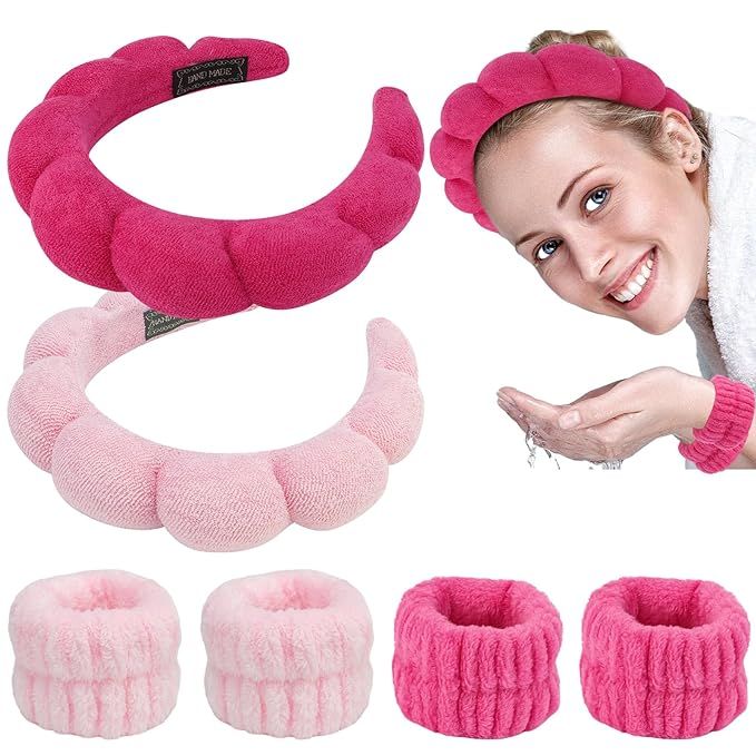 Skincare Spa Headband, Skincare Sponge Headbands for Washing Face, Puffy Make up Headbands with F... | Amazon (US)
