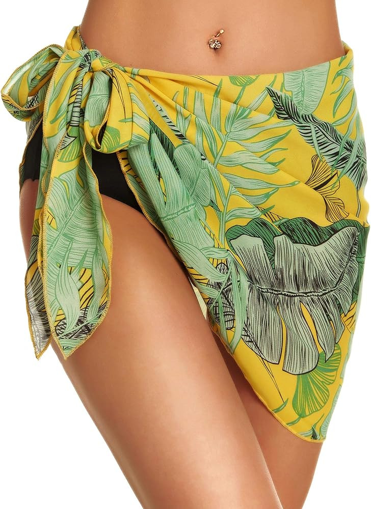 Swimsuit Cover Ups for Women Sarong Beach Wrap Sheer Short Skirt Bikini Chiffon Scarf for Swimwea... | Amazon (US)