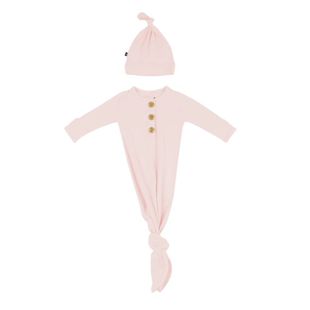 Knotted Gown with Hat Set in Blush | Kyte BABY