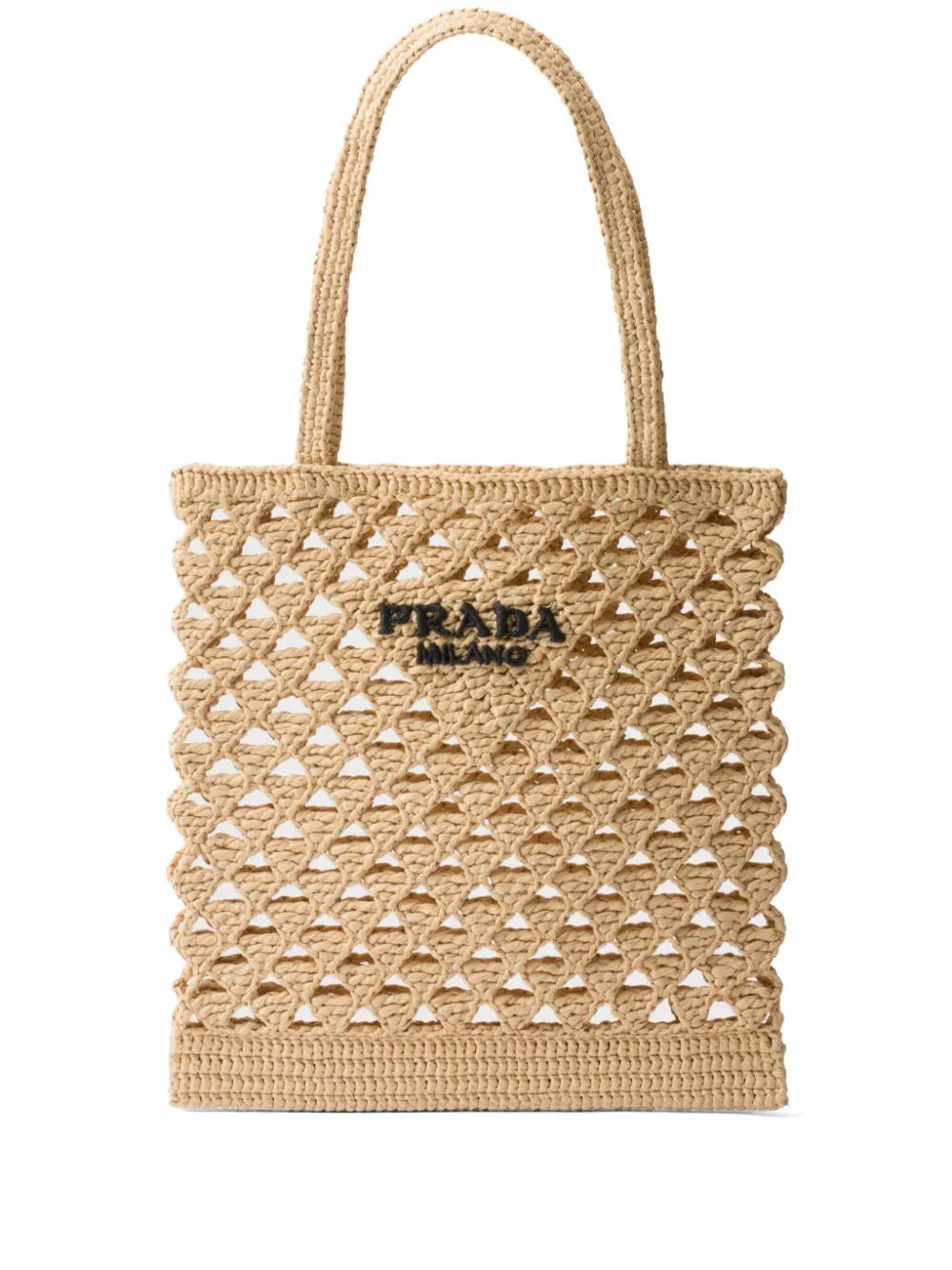 Prada woven crochet tote bag - Neutrals | Farfetch Global