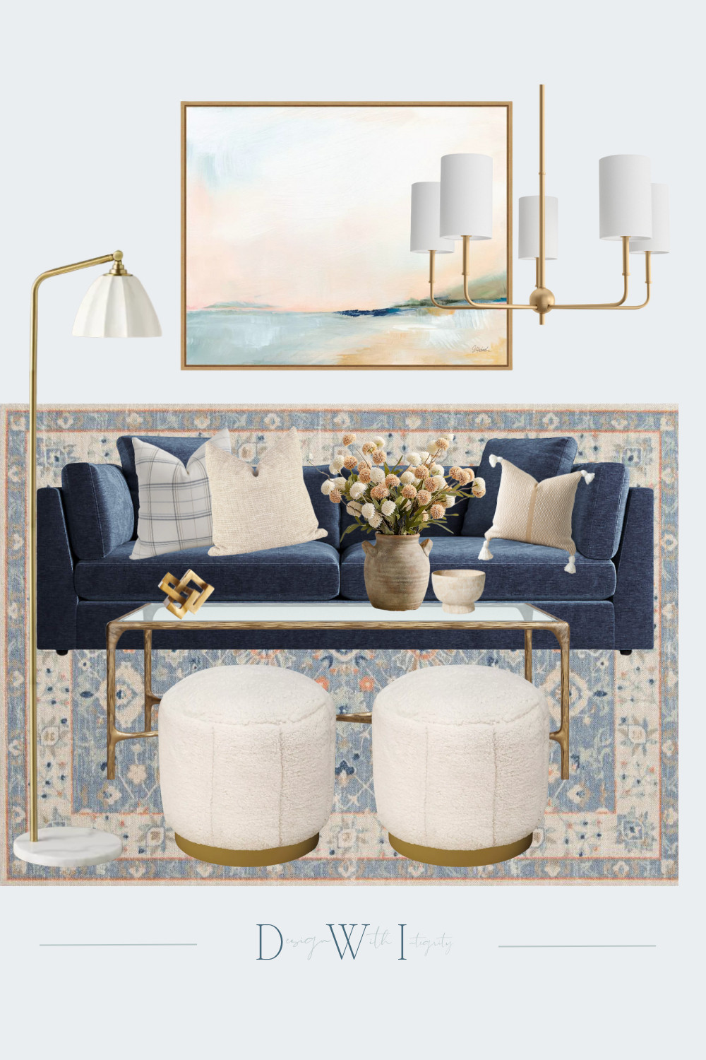 Coastal Cozy Living Room Refresh | Interior Design Mood Board

This living room refresh is all about timeless texture meets soft coastal charm. A navy blue sofa anchors the space, while layered neutrals and pale sunset tones in the artwork and rug keep it light and inviting. From cozy boucle ottomans to linen and plaid pillows, every element adds warmth and interest without overwhelming the eye. Gold and marble accents elevate the look, making this the perfect balance of modern elegance and casual comfort.

Whether you're updating a full space or just swapping out your decor, this curated moodboard has the pieces to inspire your next living room refresh.

Tap to shop or save for later!


#LivingRoomRefresh #CoastalInterior #BlueSofa #ModernTraditional #LivingRoomMoodboard #LTKHome #InteriorDesignInspo #HomeDecorIdeas #CoastalDecor #LivingRoomGoals #ShearlingOttoman #TransitionalDesign #RugLove #PillowPairing #DesignWithIntegrity 

 