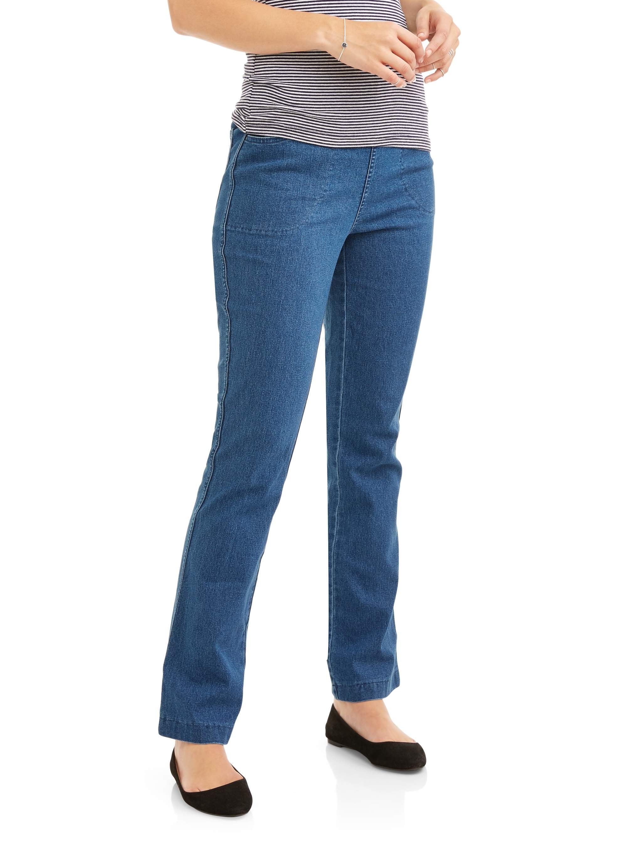 RealSize Women's 4 Pocket Stretch Pull On Bootcut Jeans, Sizes S-XXL, Available in Petite | Walmart (US)